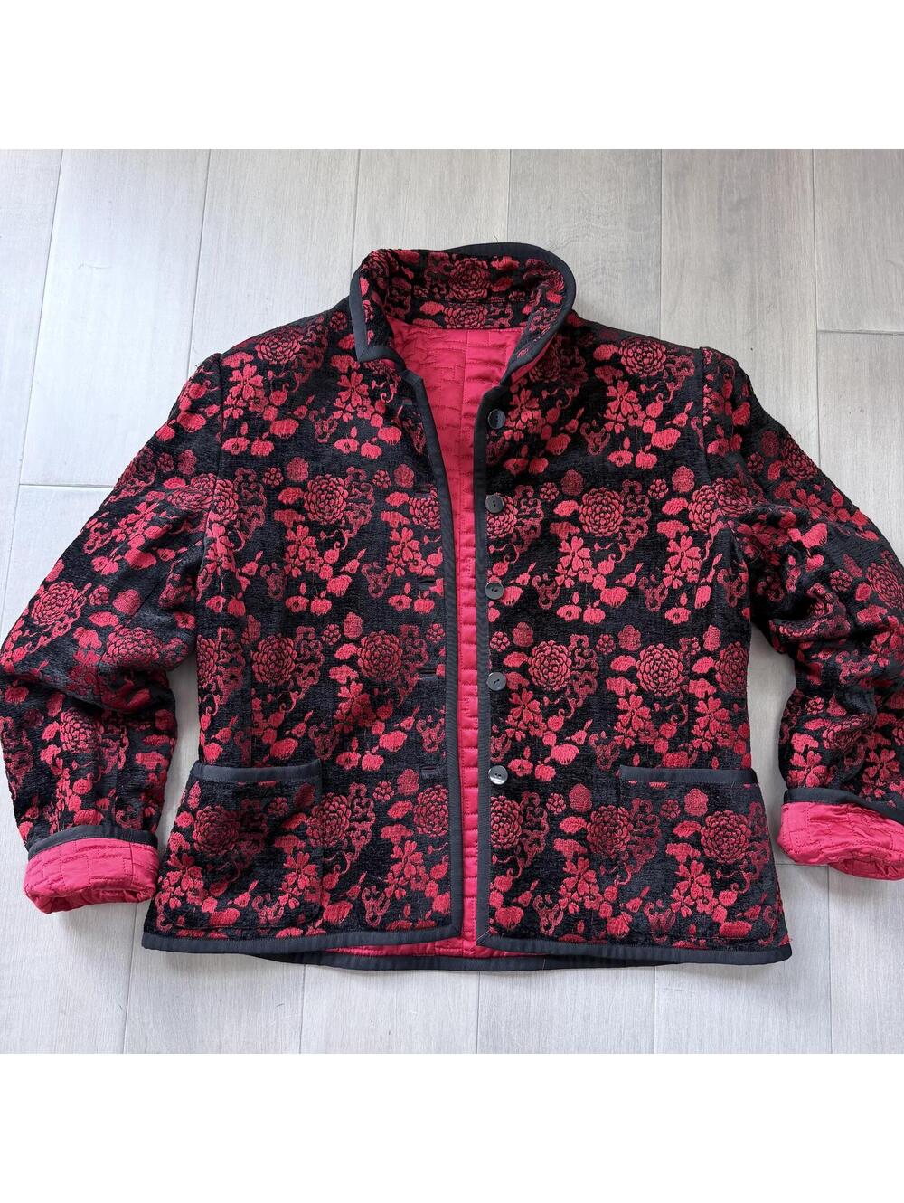 Vintage Carlisle Reversible Silk | Rayon Quilted Jacket Size 12 - Picture 9 of 9